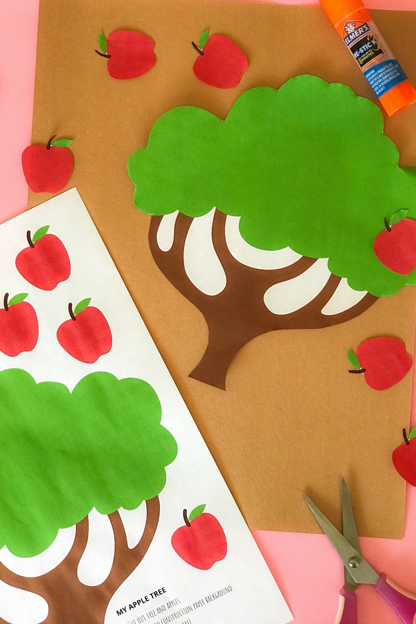 Cute Tissue Paper Apple Craft w/ Printable Template