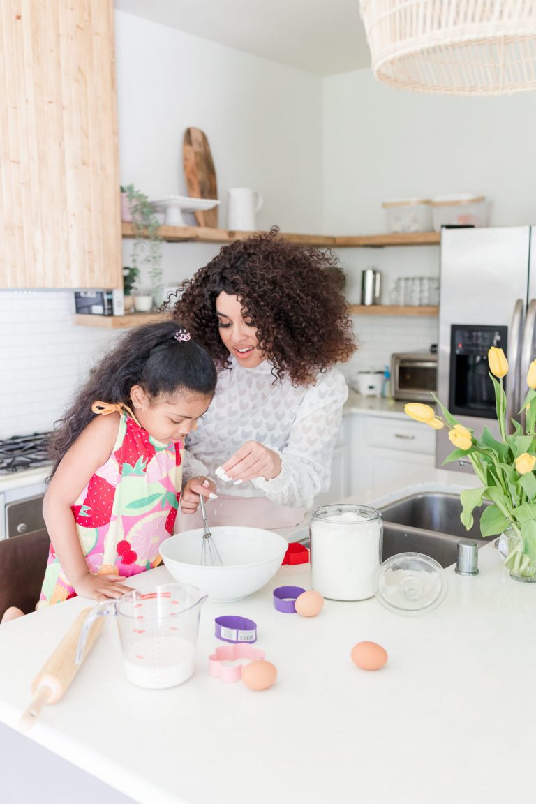 Mother and daughter in the kitchen baking