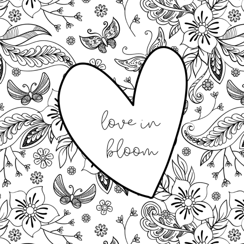 Love in Bloom Coloring Page